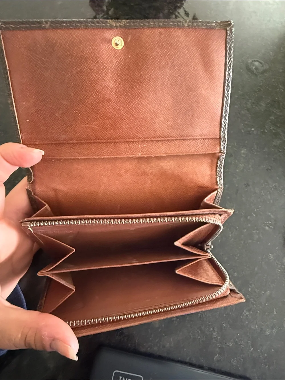 Vintage Louis Vuitton Monogram wallet in Brown and Gold